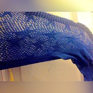 Blue star fishnet hosiery Lace leggings one of a kind nylon vintage Rare